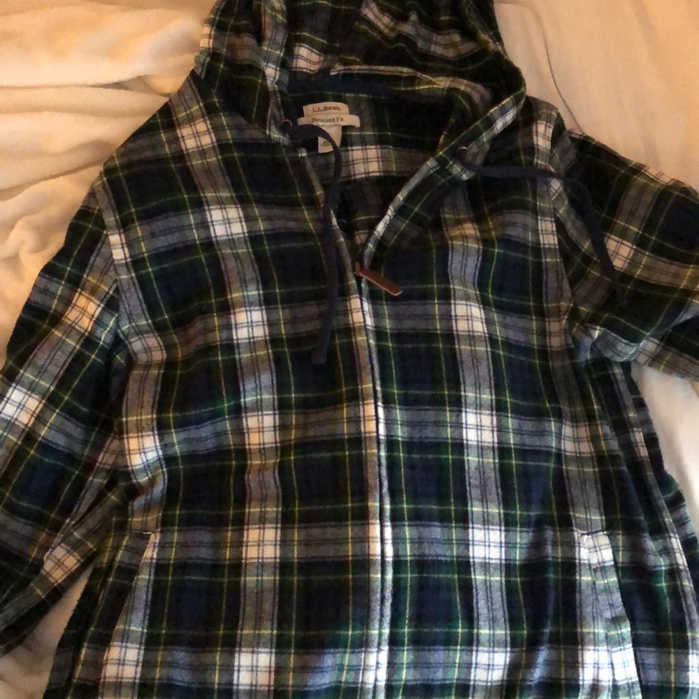 LL bean zipup flannel with hood